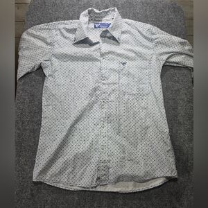 Cowboy Hardware Men’s Western Button‎ Down Shirt Blue Print Long Sleeve S